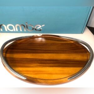 Nambe Brown and Silver Oval Tray